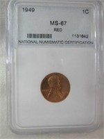 1949 MS-67 NNC GRADED RED PENNY
