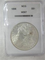 1898 MS67 NCG GRADED MORGAN SILVER DOLLAR