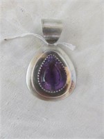 STUNNING HEAVY STERLING SILVER AND PURPLE STONE