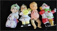 4PC MINIATURE PORCELAIN DOLL AND FIGURES 2.75"