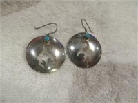 ORNATE STERLING SILVER AND TURQUOISE EARRINGS