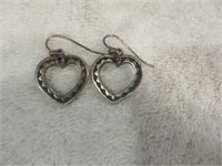 UNIQUE STERLING SILVER HEART EARRINGS WITH SMALL