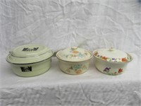 3PC VINTAGE COVERED DISHES 4"T X 9"W - ONE