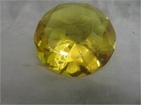 AMBER ETCHED DIAMOND PAPERWEIGHT 3.25" X 2"