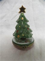 LIMOGES CHRISTMAS TREE TRINKET BOX 3.75"T