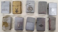 Lot of 10 Zippo Lighters