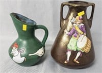 Lot of 2 Painted Austrian Art Pottery Pieces