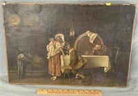 19th Century Signed Interior Oil Painting