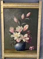 Antique Flowers Still Life Oil Painting on Board