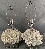 Pair of Nautical Decor Coral Lamps