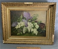 Victorian Wisteria in Basket Still Life Painting