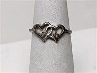 .925 Sterling Silver Double Heart Ring