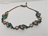 .925 Sterling Silver Blue Opal Bracelet