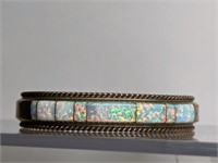 .925 Sterling Silver Opal Cuff Bracelet