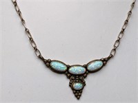 .925 Sterling Silver Opal Necklace