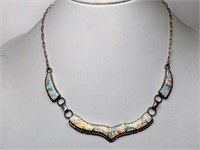 .925 Sterling Silver Opal Necklace