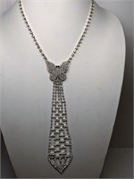 Rhinestone Butterfly Tie Necklace