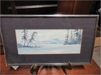 "Shades of Blue" watercolour painting signed Bev