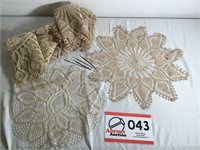 Fancy Hand Crochet Doilies (9) w/ Hooks
