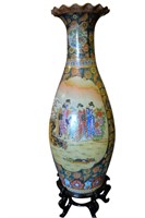 Large Satsuma Style Porcelain Vase 36"H