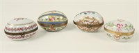 Four Peint Main Limoges Egg Trinket Boxes