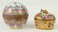 Two Large Peint Main Limoges France Trinket Boxes