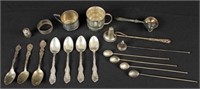 Mixed Group Sterling Silver Spoons, Snuffers Etc