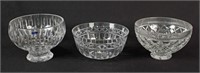 Three Large Waterford Crystal Serving Bowls