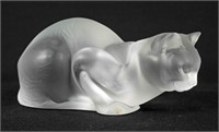 Lalique Cat Crouching Figurine #11602