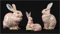Three Herend Porcelain Rabbits
