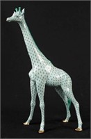 Herend Porcelain Large Giraffe w/ Green Fishnet