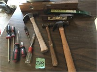 hammers, levels, screwdrivers