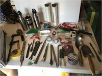 lg lot of tools, garden items, timers