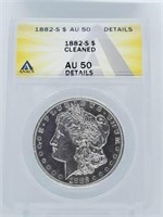 1882-S Morgan Dollar AU 50 Cleaned