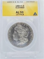 1884-S Morgan Dollar AU 53 Cleaned