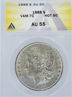 1888 Morgan Dollar AU 55 VAM-7C HOT 50