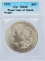 1921 Morgan Dollar MS 65