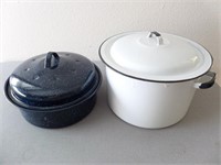 Lot (2) Enamel Pots / Cookers