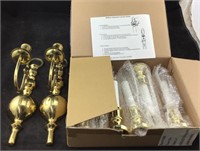 Two Brass Candle Wall Sconces And 6 Battery