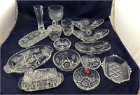 Large Tray Lot of Vintage Pattern Glass