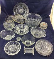 Large Lot of Clear Vntg Pattern Glass