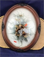 Dried Roses/Greens in Decorative Oval Frame