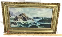 Antique Seascape Oil on Canvas