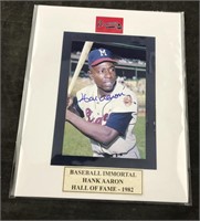 Hank Aaron 8 X 10 Signed Matted Photo With COA