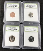 Set Of Four Graded Collectible Coins