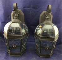 Pair of Beveled Glass Outdoor Lights