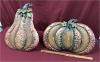 Pair of Copper Colored Supported Metal Pumpkins