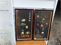 TWO ORIENTAL PICTURE FRAMES WITH GLASS