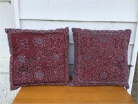 2 MATCHING VINTAGE PILLOWS - BEADED PILLOWS