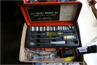 Flashlight, Socket Set, & Open/Box End Wrenches
